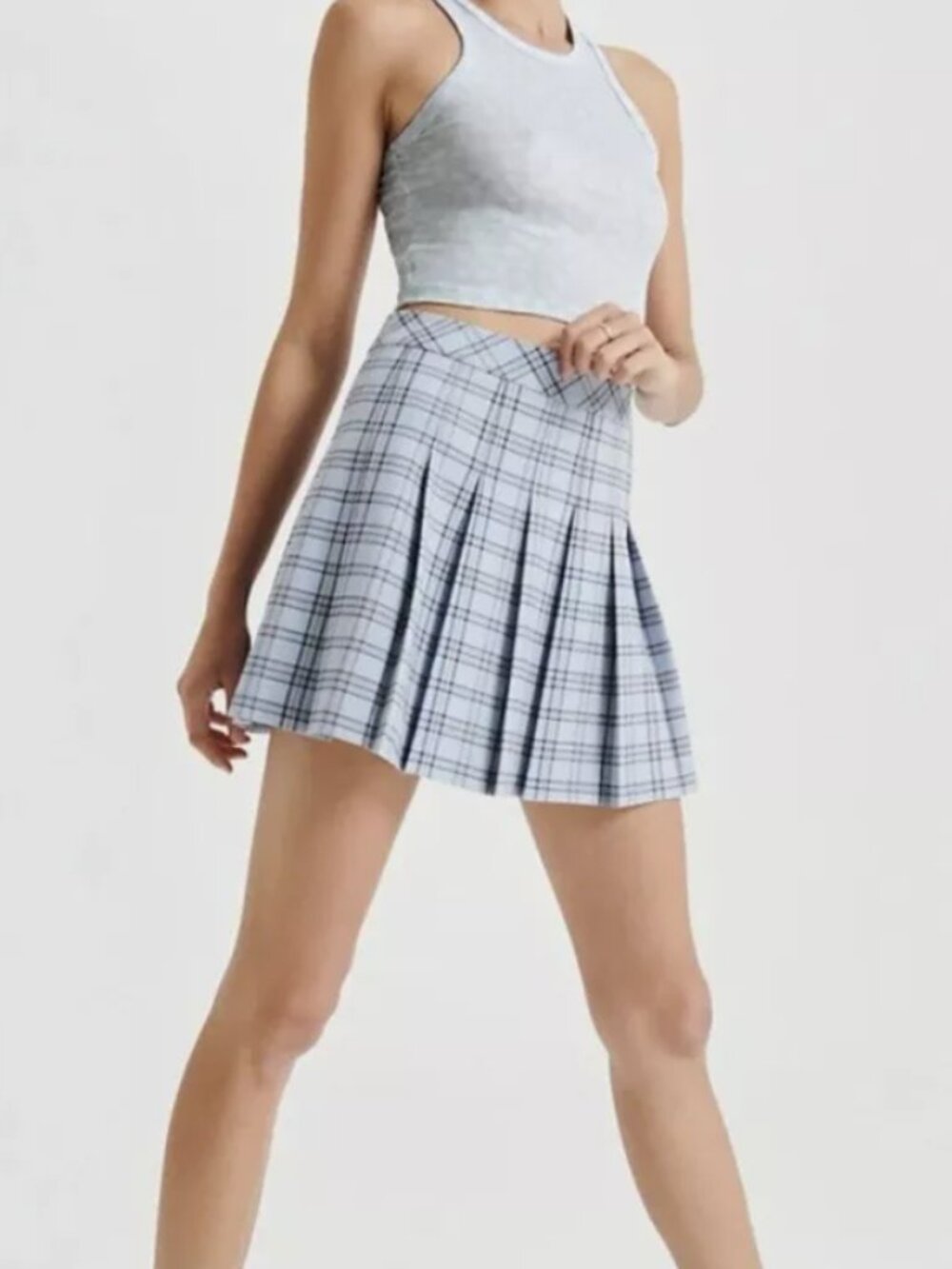 Aritzia Sunday Best Olive Skirt, Black and Blue Plaid - Size 2